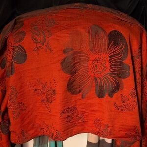 Floral Red and Black Shawl Pashmina